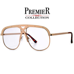 Premier Collection-Oversize 63mm Crossover Bridge Riveted Accent Clear Aviator