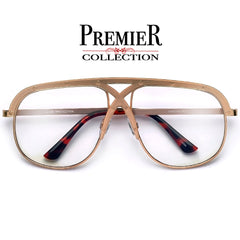 Premier Collection-Oversize 63mm Crossover Bridge Riveted Accent Clear Aviator