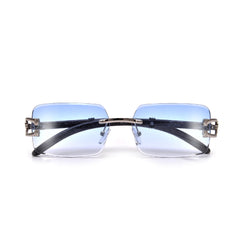 RIMLESS FASHION NARROW HORSE SHOE WOOD TEMPLE SUNNIES